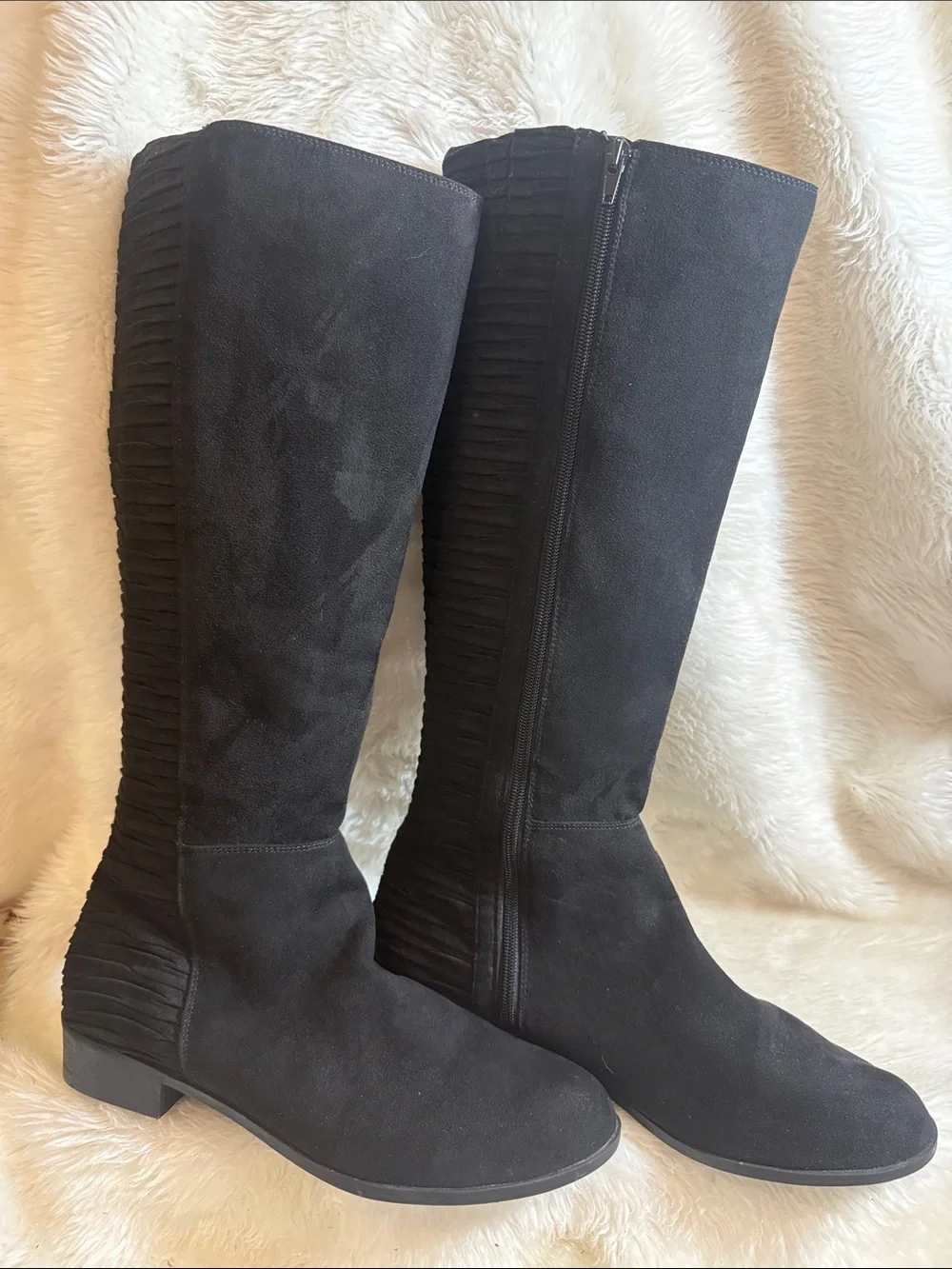 Kelly & Katie Lanner NWOT Black Knee High Boots Size 11M Faux Suede Riding Boots